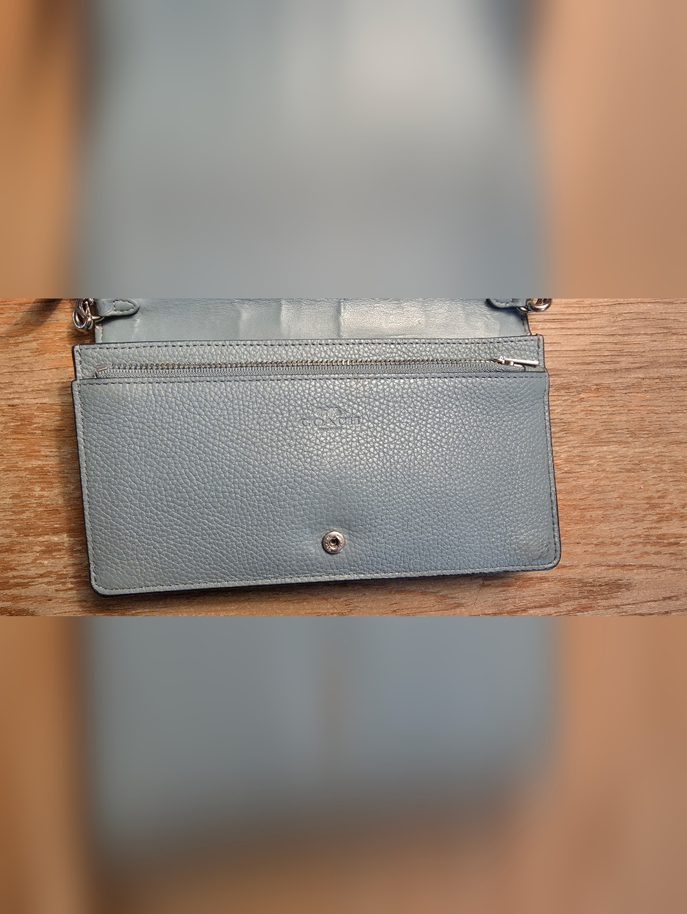 Coach Pebbled Leather Clutch in Slate Blue - Picture 3 of 5